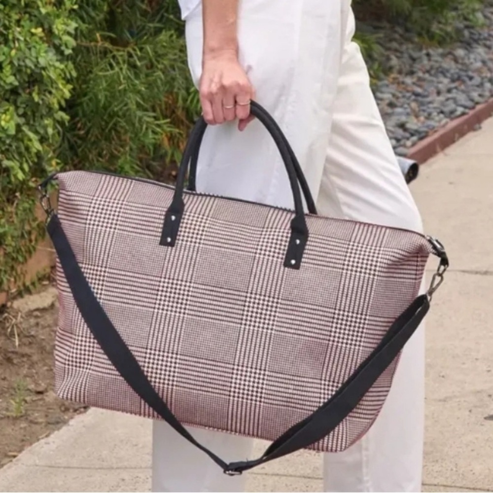 Lulu Dharma Pink Plaid Frasier Weekender Bag NWT